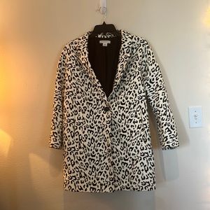 Liz Claiborne Animal Print White and Black Formal Coat